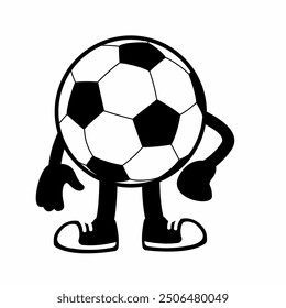 A lively "Football Ball Mascot Character 2" in cartoon vector style, perfect for sports branding, team logos, and promotions, adding a dynamic and playful touch to any design.