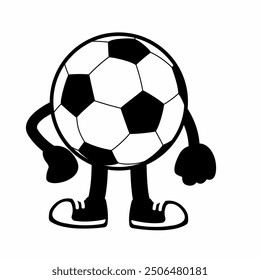 A lively "Football Ball Mascot Character 4" in cartoon vector style, perfect for sports branding, team logos, and promotions, adding a dynamic and playful touch to any design.