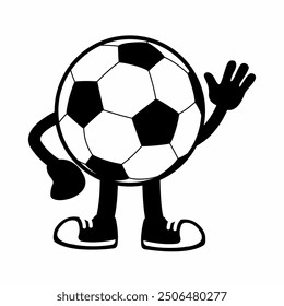 A lively "Football Ball Mascot Character 5" in cartoon vector style, perfect for sports branding, team logos, and promotions, adding a dynamic and playful touch to any design.