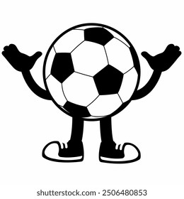 A lively "Football Ball Mascot Character 12" in cartoon vector style, perfect for sports branding, team logos, and promotions, adding a dynamic and playful touch to any design.