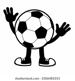 A lively "Football Ball Mascot Character 14" in cartoon vector style, perfect for sports branding, team logos, and promotions, adding a dynamic and playful touch to any design.