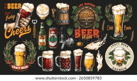 A lively gathering showcases various beer types including craft ales and lagers. The atmosphere is festive with cheers and friends enjoying their drinks together.