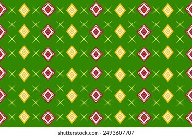 Lively Green Diamonds: Vibrant Geometric Pattern for Festive Decor and Clothing. Perfect for playful crafts, joyful fashion, and energetic home decor.