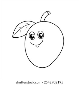 A lively and jazzy mango cartoon character in vector format on a white background. Perfect for fun projects, children's illustrations, and playful designs, this happy mango vector illustration