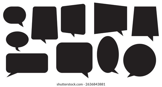 Lively Language: Doodle Speech Boxes for Unique Communication . Speech Bubbles set. Speech bubbles blank isolated on white background. Vector   Set . 