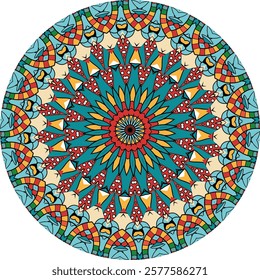 Lively Mandala with Multicolor Layers and Intricate Floral Patterns