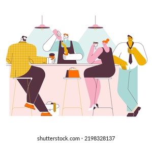 Lively Outdoor Café Scene with People Drinking Coffee and Enjoying Food in a Relaxing Atmosphere