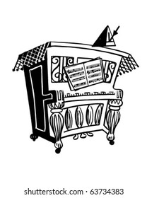 Lively Piano - Retro Clip Art Illustration