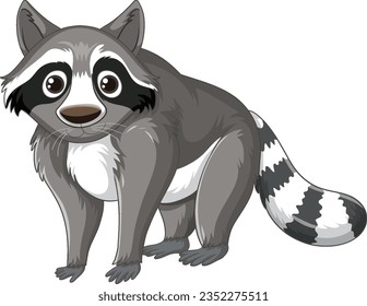 A lively and playful raccoon cartoon character in a vector illustration style