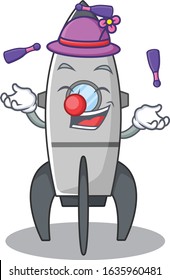 a lively rocket cartoon character design playing Juggling