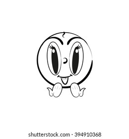Lively smiley vector. Smiling emoticon. Black-white illustration of a Smiley