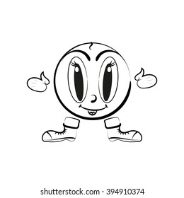 Lively smiley vector. Smiling emoticon. Black-white illustration of a Smiley