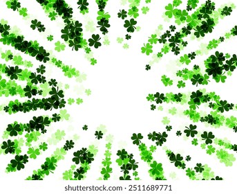 A lively striped pattern of clover leaves in shades of green against a white backdrop, conveying a sense of energy and festivity, perfect for St. Patrick's Day celebrations.