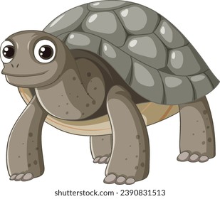 A lively and vibrant turtle cartoon character standing on a plain white background