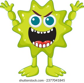 Una animada y vibrante ilustración vectorial de un monstruo verde espinoso