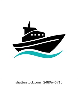 Lively Waves Ship Icon Colorful Vector Art Illustration Drawing