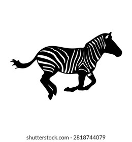 A lively zebra captured mid-run showcasing its distinctive black and white stripes and energetic movement in a natural setting.