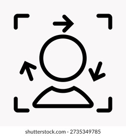 Liveness check biometric icon for client face authentication, verification approval, and compliance in financial systems rounded outline editable vector.