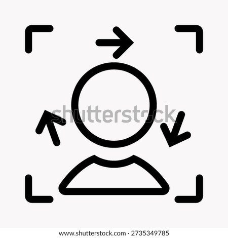Liveness check biometric icon for client face authentication, verification approval, and compliance in financial systems rounded outline editable vector.
