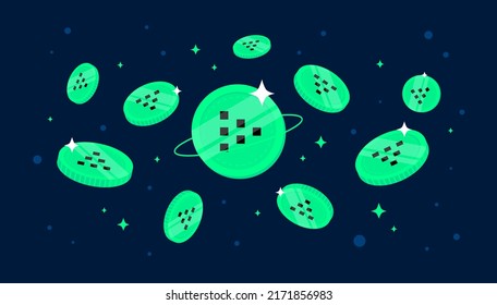 Livepeer (LPT) coins falling from the sky. LPT cryptocurrency concept banner background.