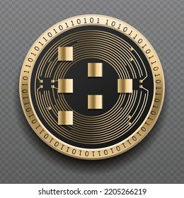 Livepeer (LPT) cryptocurrency golden coin isolated in transparent background. Virtual currency token symbol vector illustration based on cryptography and block chain technology.