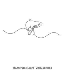 Icono de anatomía hepática   Dibujo continuo de una línea de Ilustración vectorial de contorno