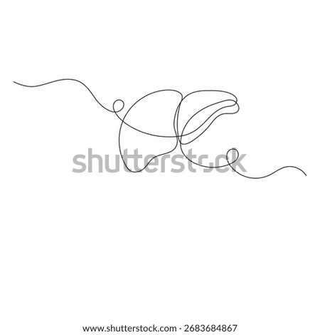 Liver anatomy  icon   continuous one line drawing of outline vector illustration
