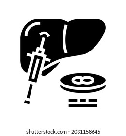 vector del icono de glifo de biopsia hepática. signo de biopsia hepática. símbolo de contorno aislado ilustración negra