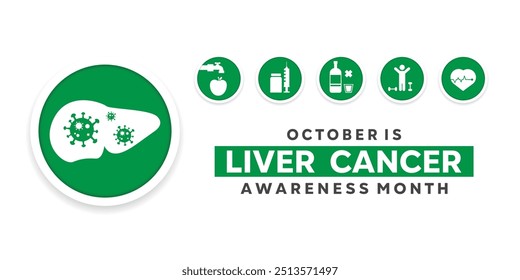 Liver Cancer Awareness Month. How to prevent liver cancer. Washing food, vaccines, not drinking alcohol, exercising and keeping fit. Great for cards, banners, posters, social media and more.