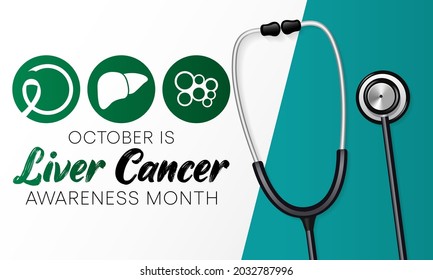 Liver Cancer awareness month is observed every year in October, cancer can sometimes start in liver or spread from another organ. Vector illustration