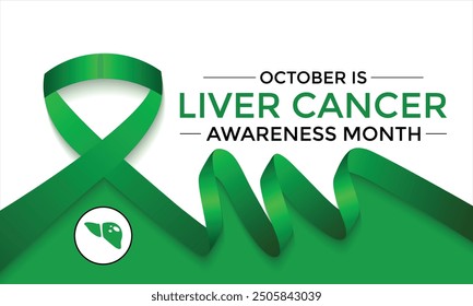 Liver cancer awareness month. Realistic Emerald Green Color Ribbon Isolated On Transparent Background and white Background. Banner poster, flyer and background design template. Vector illustration .