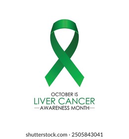 Liver cancer awareness month. Realistic Emerald Green Color Ribbon Isolated On Transparent Background and white Background. Banner poster, flyer and background design template. Vector illustration .