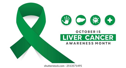 Liver Cancer Awareness Month. Ribbon, hand, liver, cancer and plus icon.  Great for cards, banners, posters, social media and more. White background.