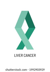 Liver cancer awareness symbol. Emerald color vector illustration.