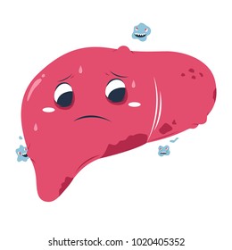 liver with cancer cell cartoon flat character design