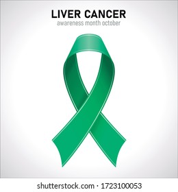 Liver Cancer Green Ribbon Vector