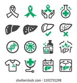 liver cancer icon set