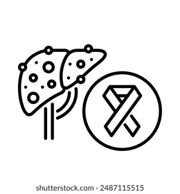 Liver Cancer. Simple line icon. Isolate on white background.