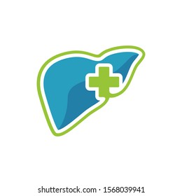 Liver care logo design vector. heart shilhoutte with medical symbol template illustration for liver doctor logo sign.