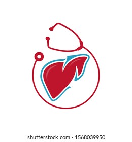 Liver care logo design vector. heart shilhoutte with medical symbol template illustration for liver doctor logo sign.