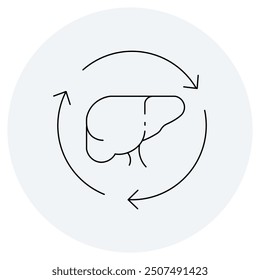Leber reinigt Symboldesign. Stellt Leber, Reinigung, Detox, Gesundheit dar. Vektorsymbol.