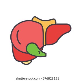 Liver concept. Line vector icon. Editable stroke. Flat linear illustration isolated on white background