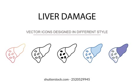 Diseño de icono de daño hepático con fondo blanco