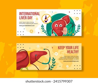 Liver Day Horizontal Banner Flat Cartoon Hand Drawn Templates Background Illustration