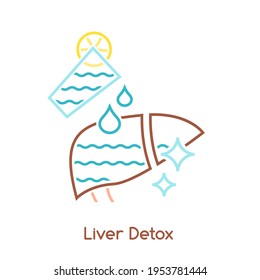 Liver Detox Icon. Linear Medical Pictogram. Detoxification Sign. Stop Hepatitis Concept. Medical, Scientific Symbol. Healthcare Graphic Design. Vector Illustration Isolated On A White Background.