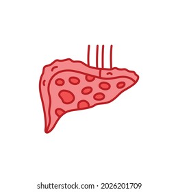 Liver disease hepatitis line color icon. Inflammation internal organ concept. Pictogram for web page, mobile app, promo. UI UX GUI design element. Editable stroke