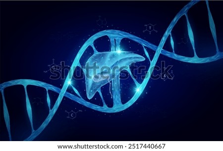 Liver DNA gene cell double helix blue. Genetic synthetic biology combined. Anatomy organ glowing polygonal. Code analysis thymine, adenine, guanine, cytosine. Medical science background vector.