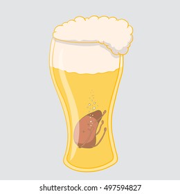 liver drowns in a large mug of beer. great for Health care concept