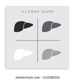 Liver flat black and white vector icon.
