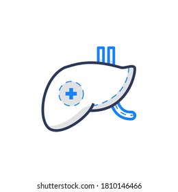 liver, flat blue outline icon 